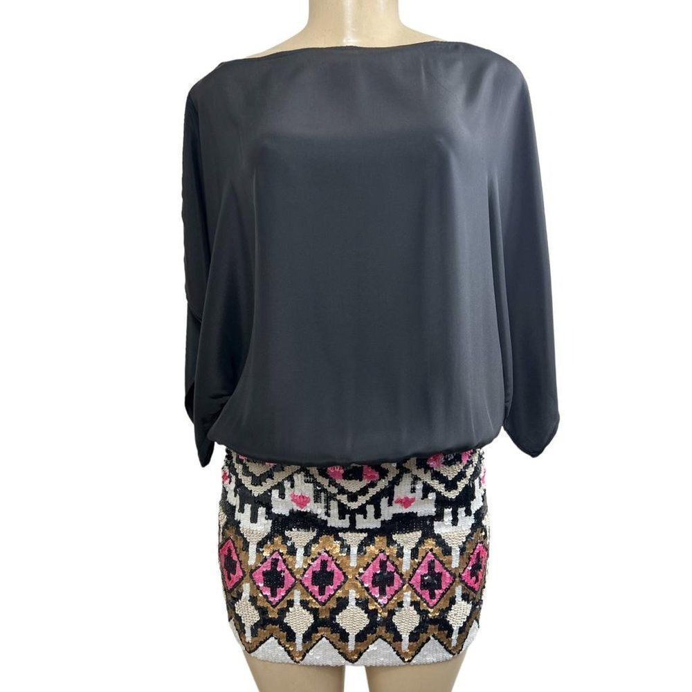 PARKER Black on Top 100% Silk 2 Layered Mini Dress Size XS - Picture 3 of 6